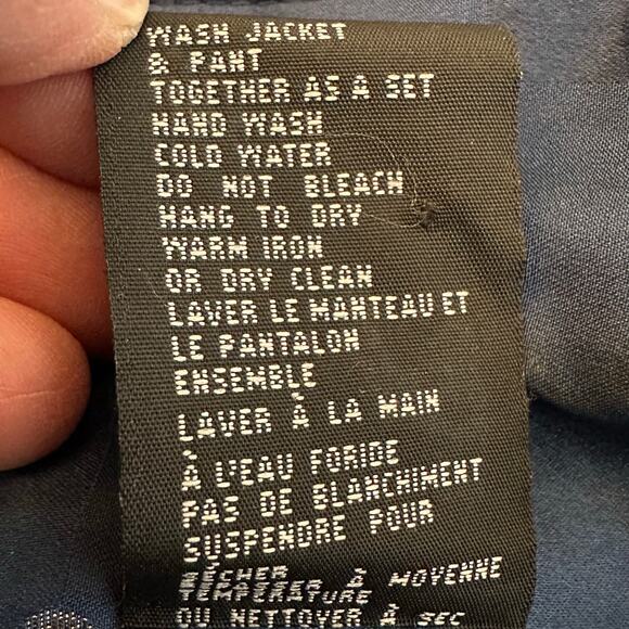 Women's VTG 90s Mureli 100% Silk Navy Blue & Gold Bomber Zip Up Track Jacket MP - Picture 8 of 9